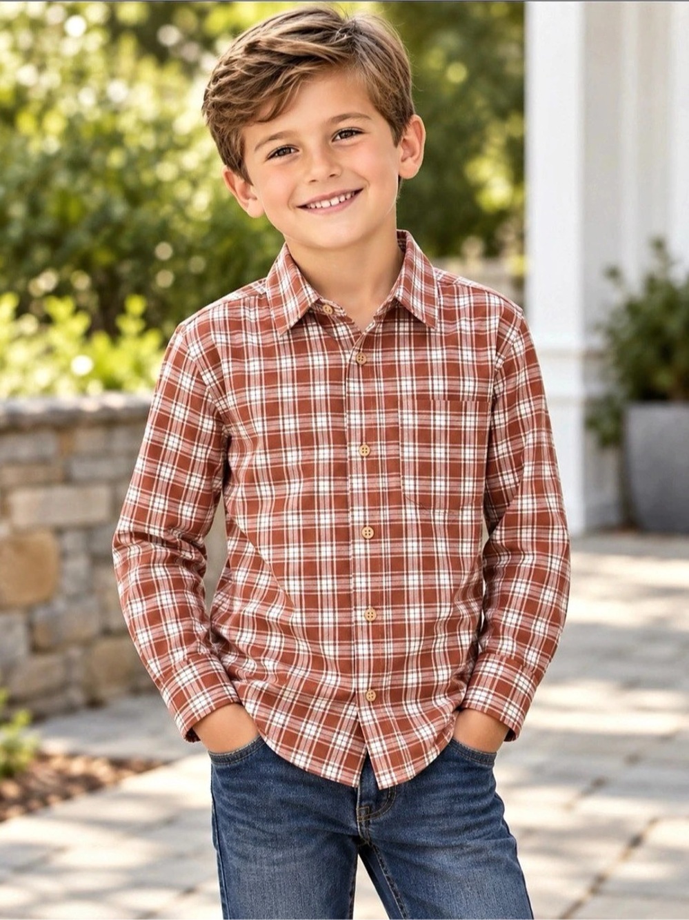Carter's Boys Plaid Long-Sleeve Button-Down Shirt Size 8